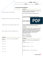 Avaliação - Matematica 7° Ano