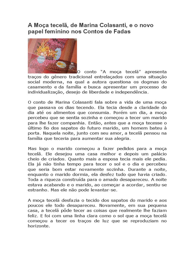 A Moça Tecelã - Análise | PDF | Tecelagem | Família