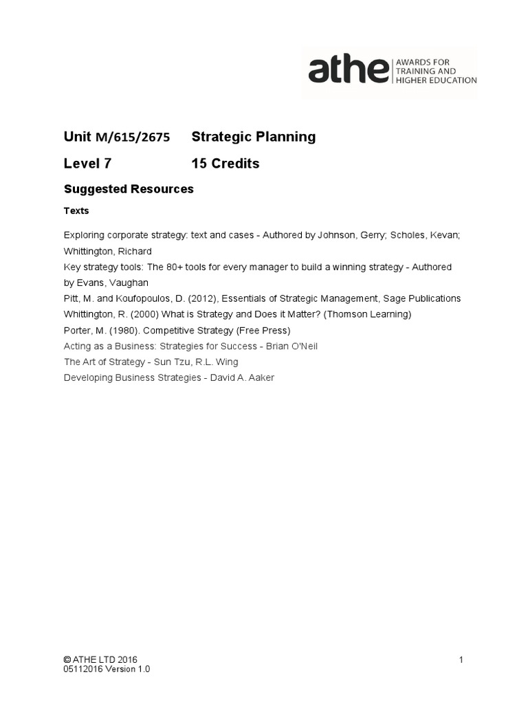 Strategic Planning Suggested Resources | PDF