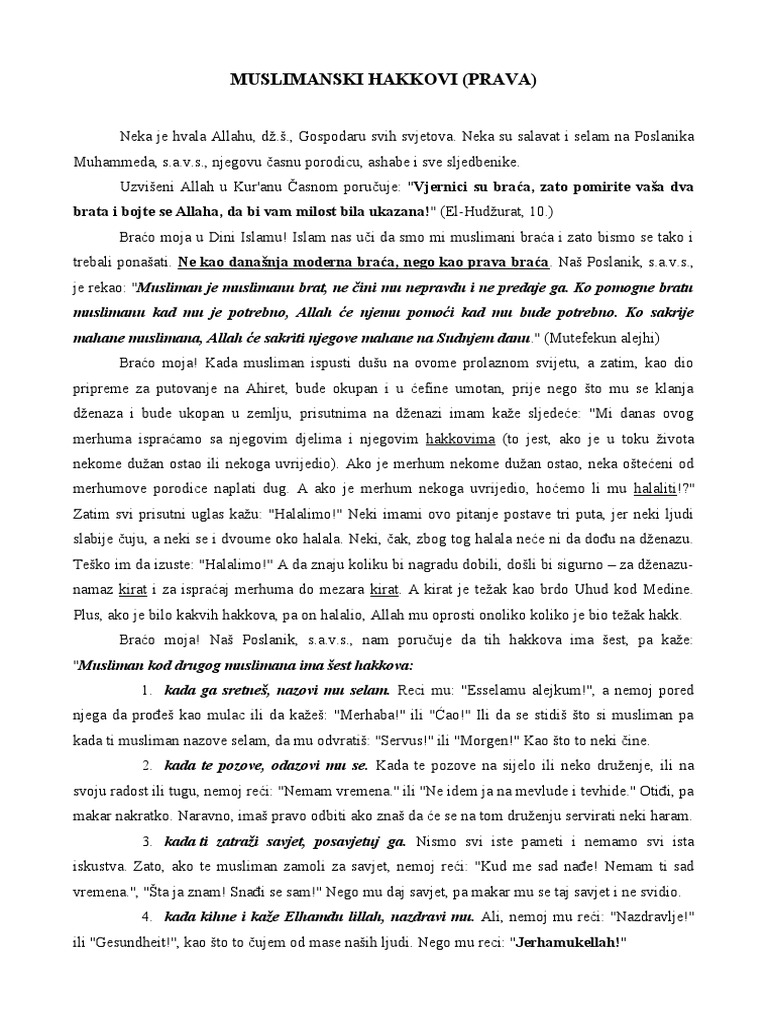 Muslimanski Hakkovi | PDF