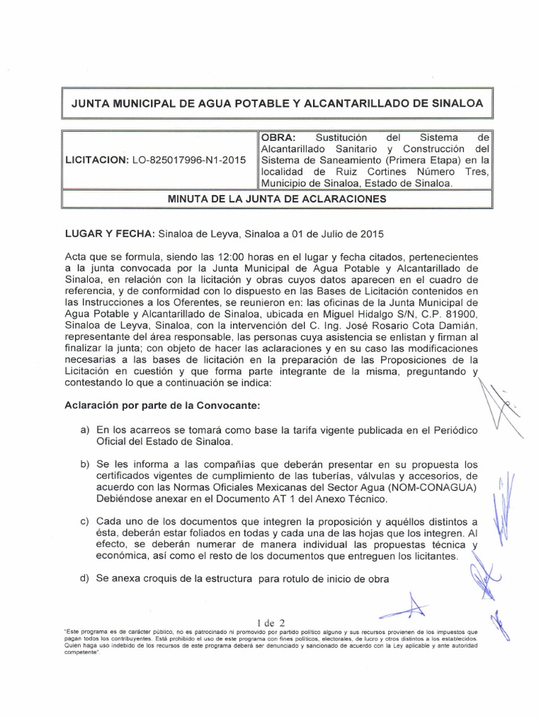 Acta de Junta de Aclaraciones Alc Ruiz Cortines No. 3 PDF