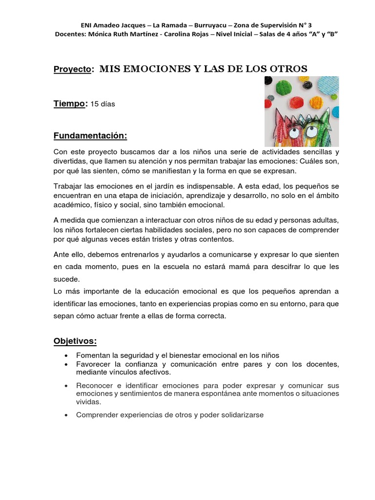 Proyecto "Mis Emociones" para Niños | PDF | Las emociones