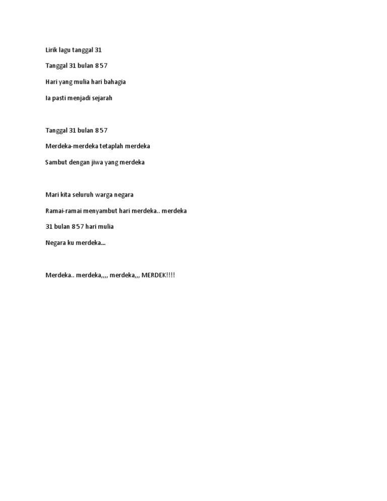 Lirik Lagu Tanggal 31 Pdf