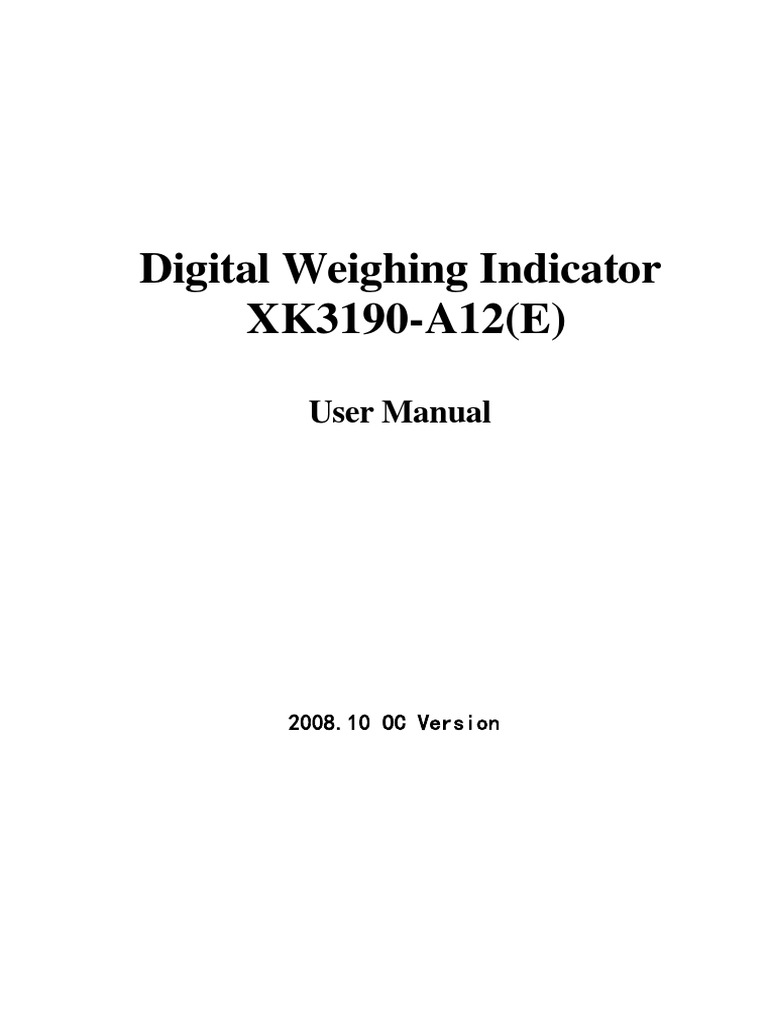 XK3190-A12(E) Weighing Indicator Manual | PDF | Bit | Voltage