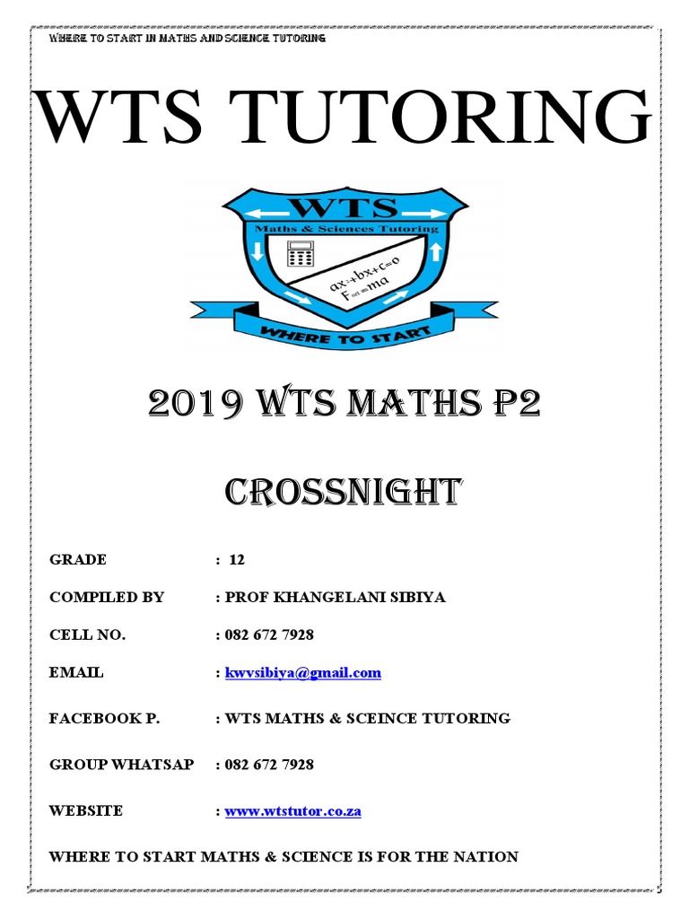 2019 WTS 12 Maths P2 Crossnight | PDF | Circle | Geometry
