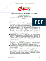 Bolivia: Decreto Supremo #4732, 1 de Junio de 2022