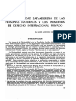 La Nacionalidad Salvadorea de Las Personas Naturales y Los Principios de Derecho Internacional Privado