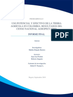 Uso Potencial Y Efectivo de La Tierra Agrícola en Colombia: Resultados Del Censo Nacional Agropecuario