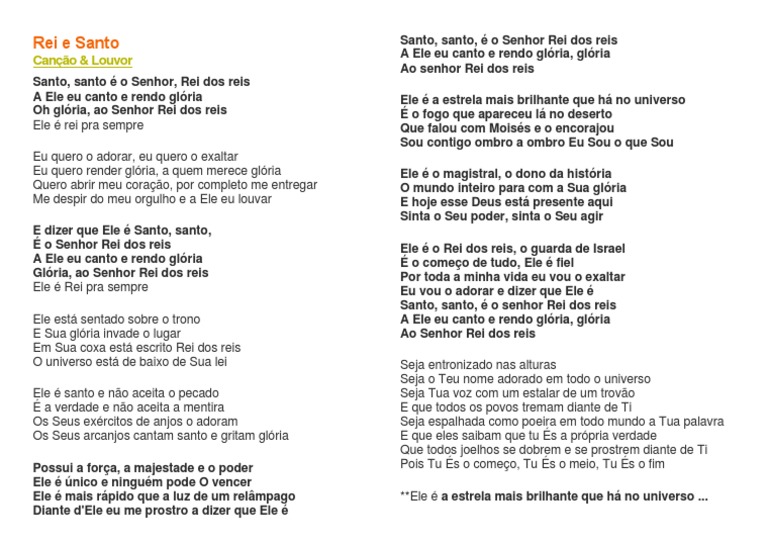 Rei e Santo Música | PDF | Deus | Santo