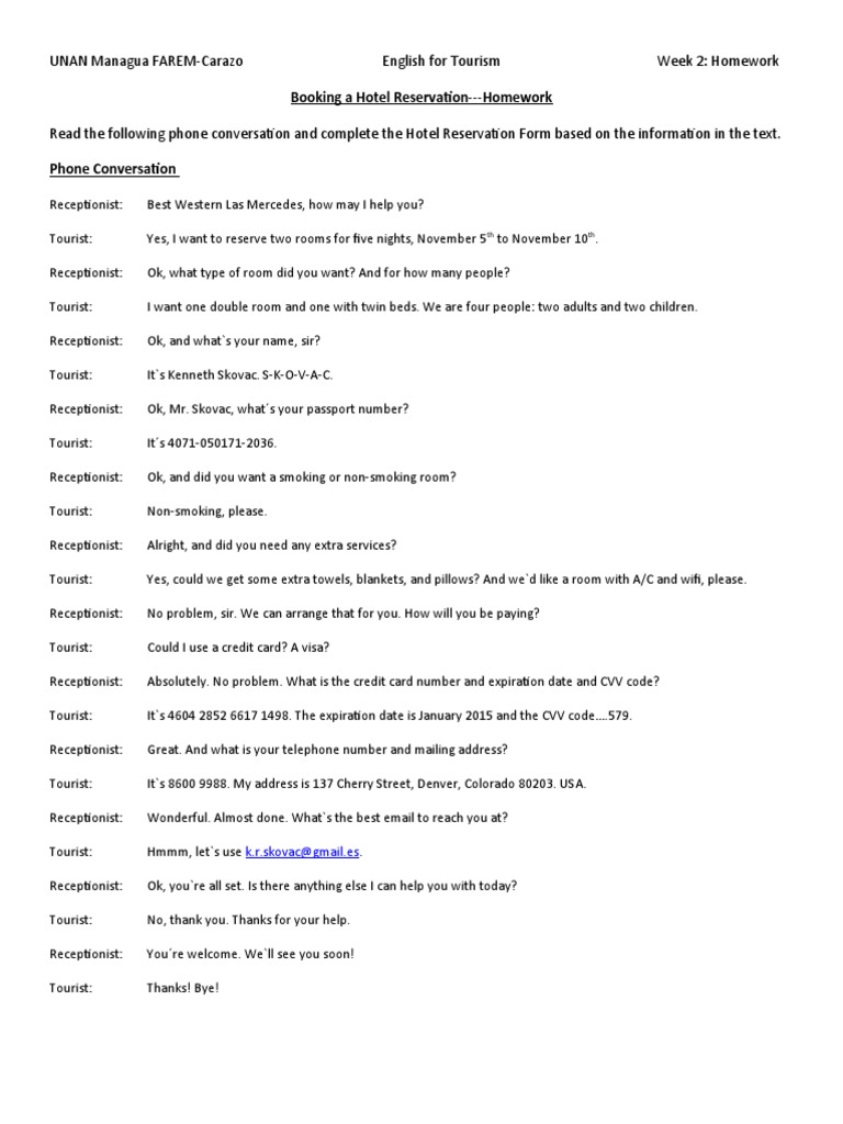 Tur2 wk2 homework hotel reservation form fill in pdf credit card