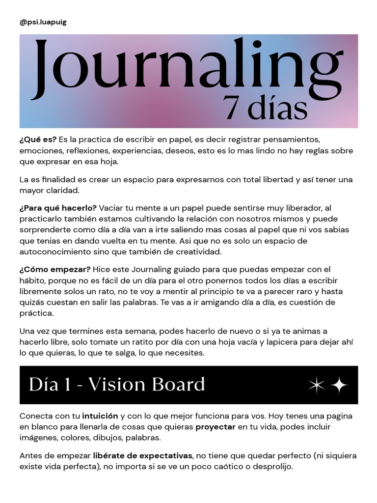 Guía De Journaling 7 Días De Autodescubrimiento Pdf