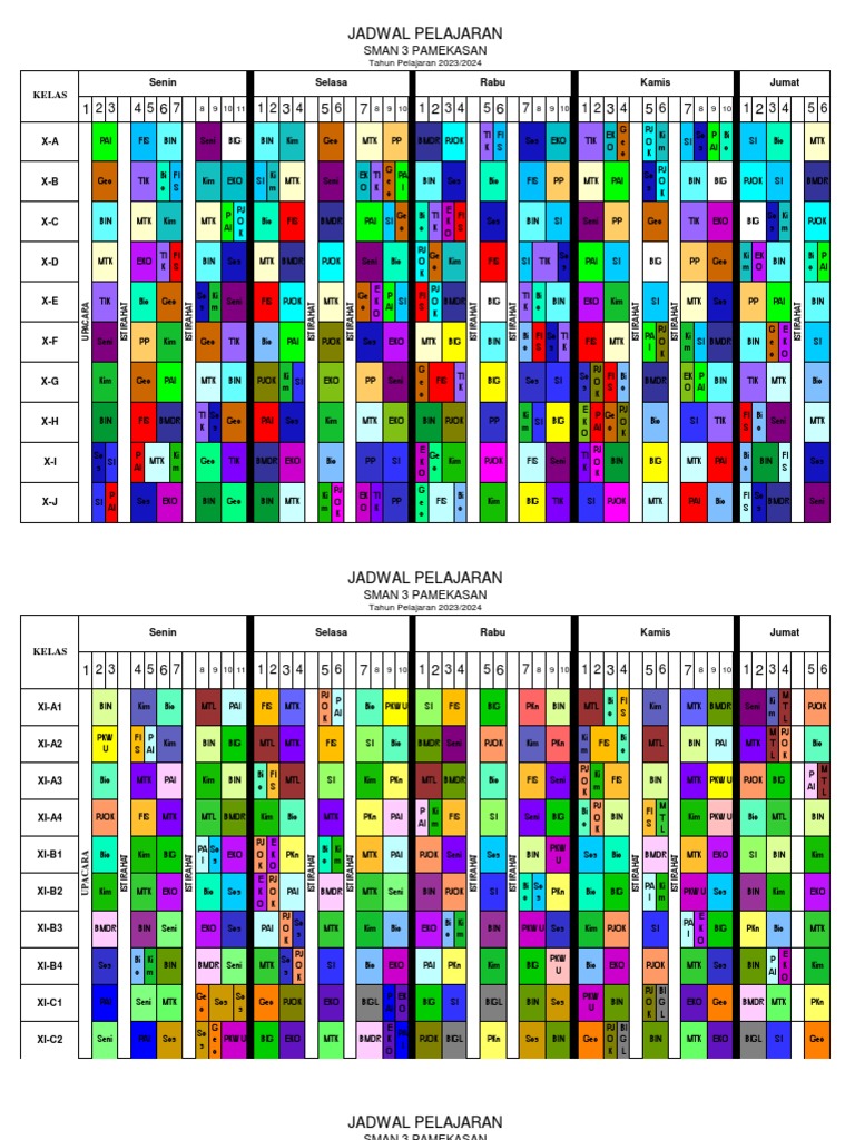 Jadwal Pelajaran Untuk Guru | PDF