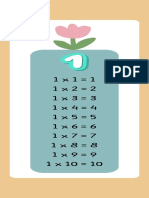 Colorful Cute Multiplication Table Math Bookmark