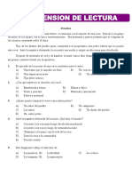 Comprension de Lectura para Cuarto de Primaria