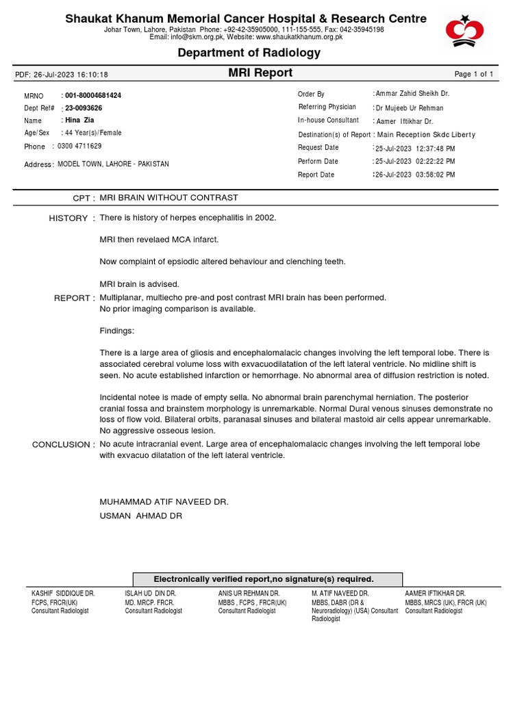 Shaukat Khanum Memorial Cancer Hospital & Research Centre CPT History