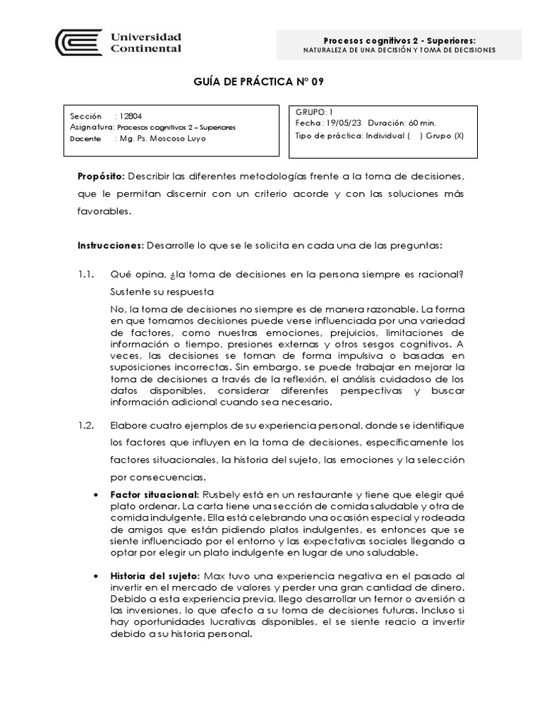 Toma de Decisiones: Factores y Modelos | PDF | Toma de decisiones | Las ...