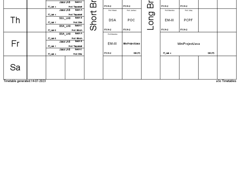 IT Lab Timetable for July 2023 | PDF