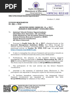 DM 356 S. 2022 Revisiting DepEd Order No. 16 S. 2017 Research Management Guidelines 2