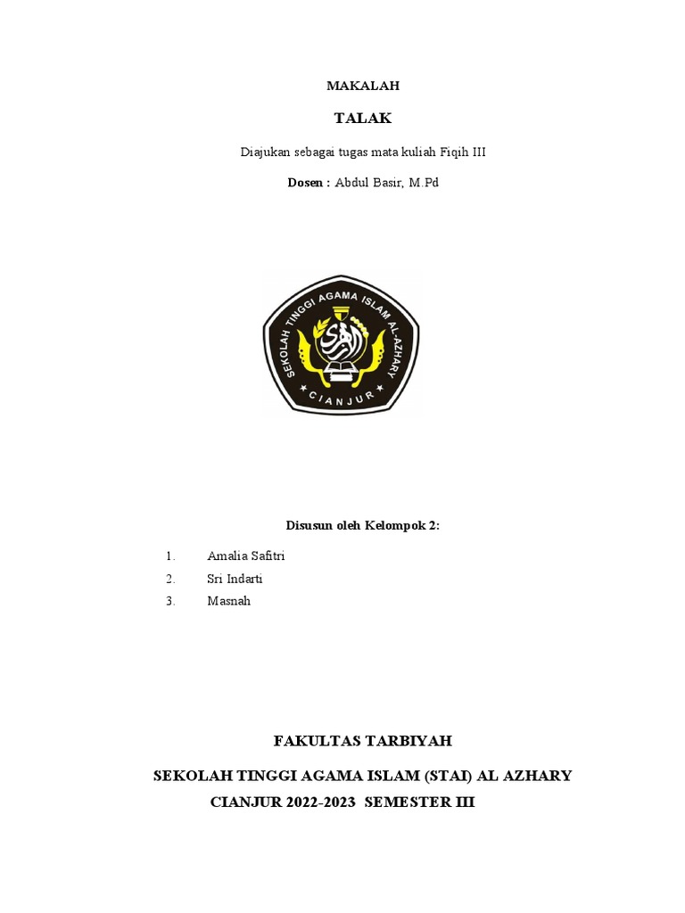 Fiqih Iii Kel 2 - Talak | PDF