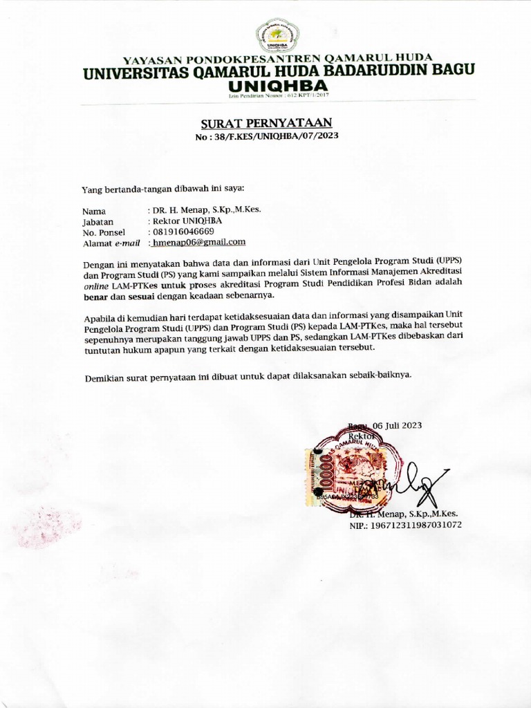 Surat Pernyataan 2 | PDF