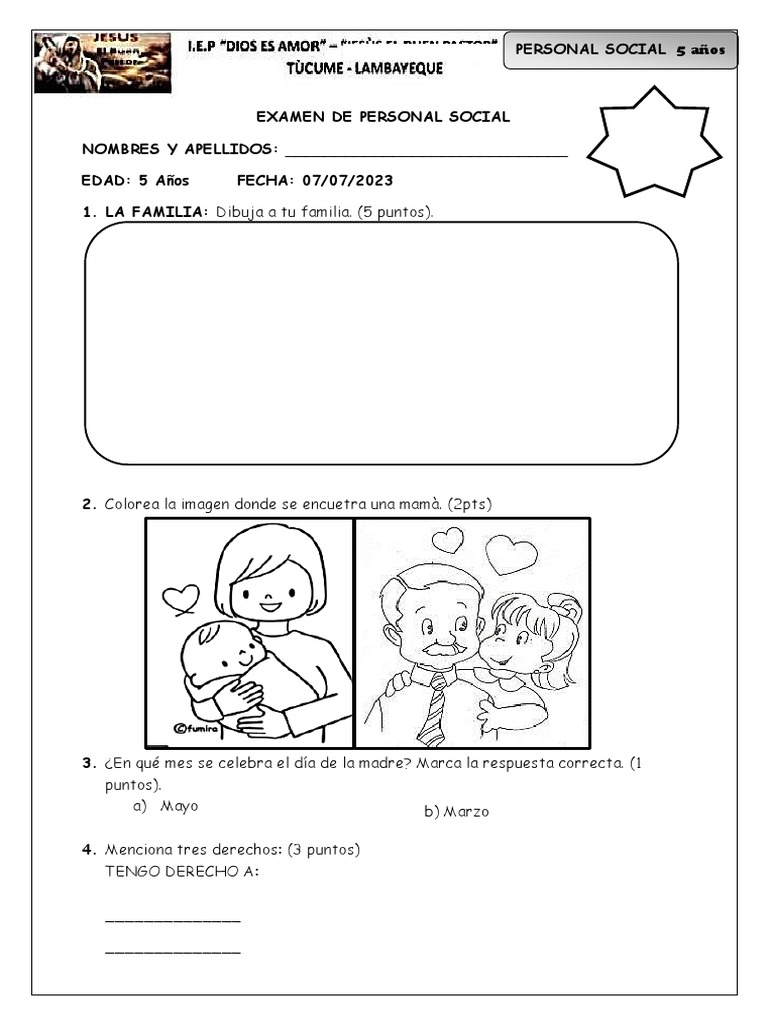 Examen de Personal Social Ii Trimestre 5 Años | PDF