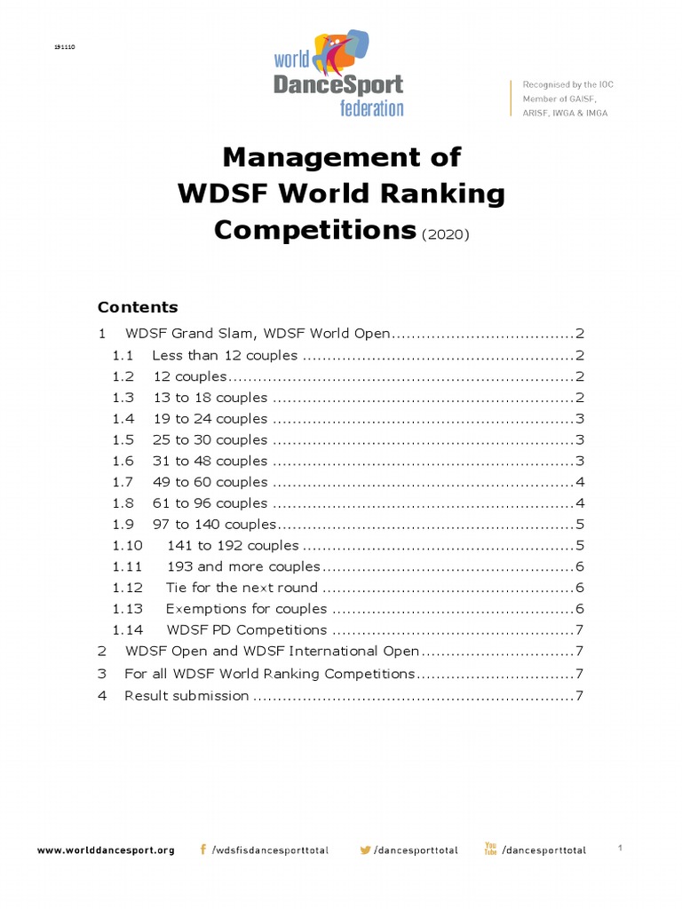 WDSF World Ranking Competition Rules | PDF