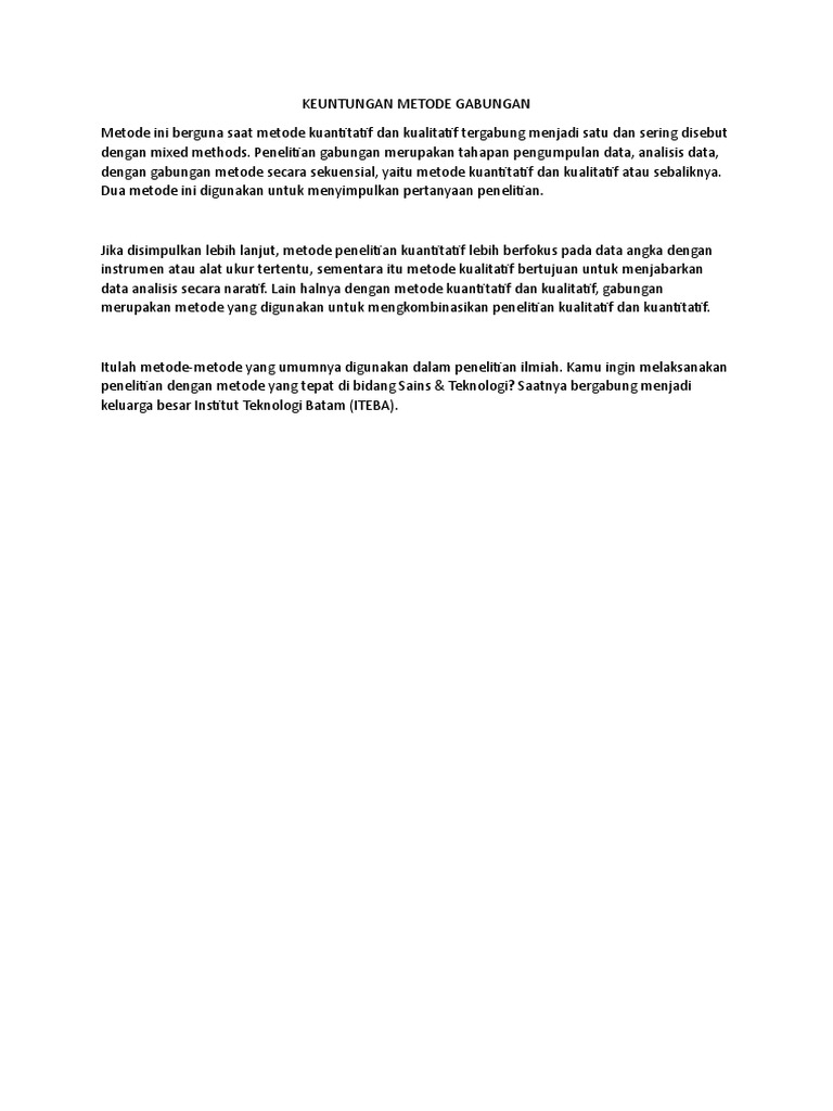 Keuntungan metode gabungan pdf
