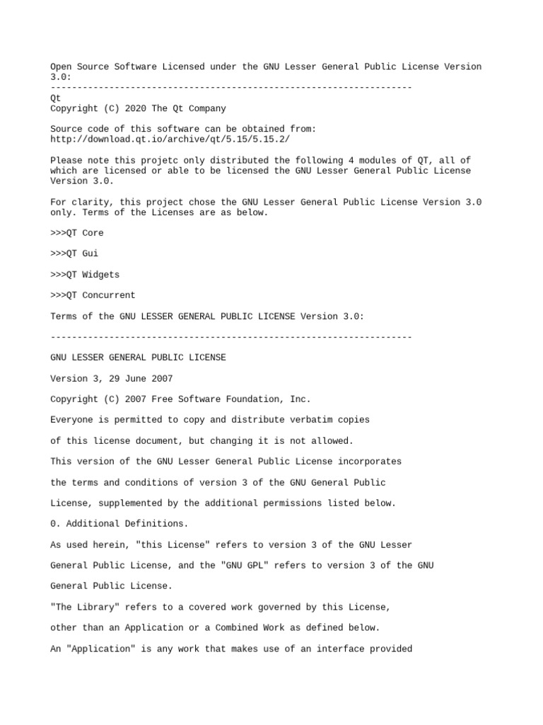 QT License | PDF | Source Code | Gnu