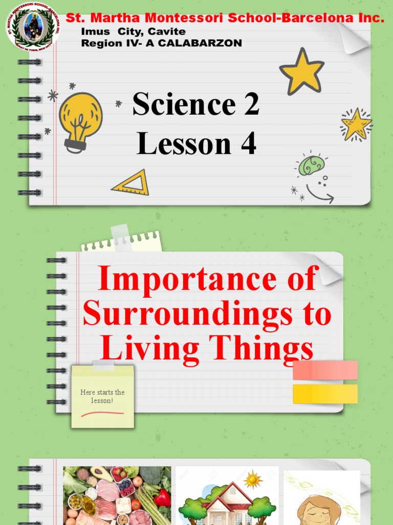 Science 2 Q4 L4 Importance Of Surroundings To Living Things Pdf
