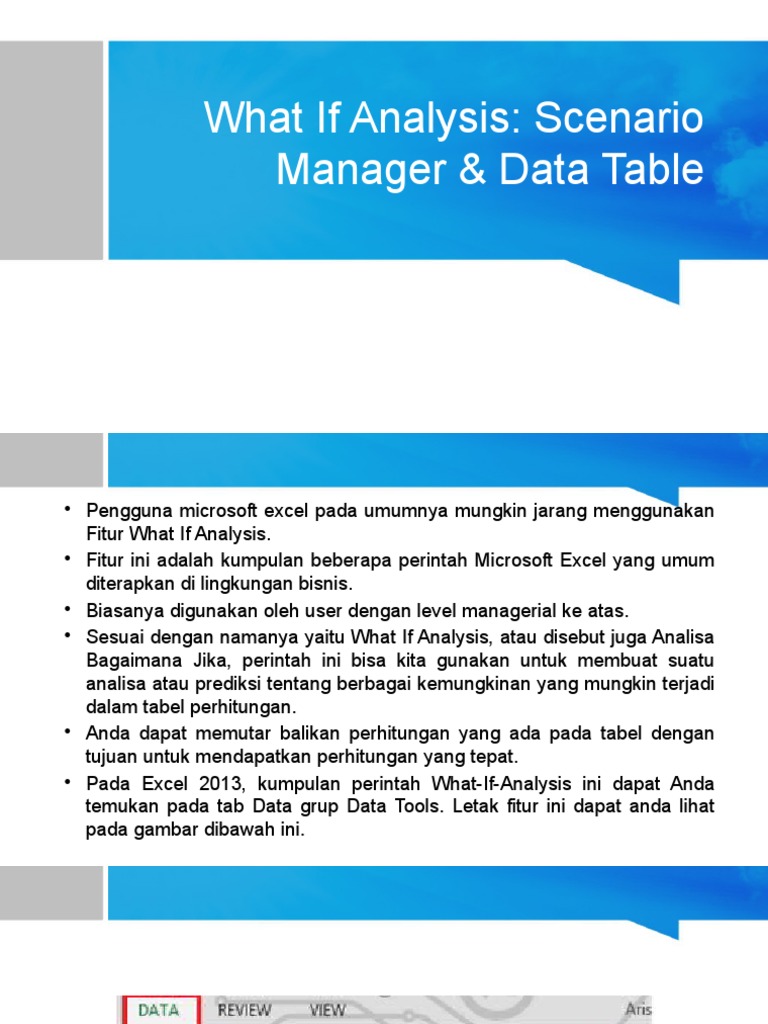 Data For Scenario Manager