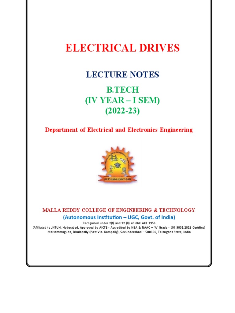 Electrical Drives PDF Electric Motor Power Electronics