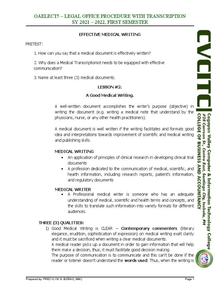 L2 Effective Medical Writing | PDF | Sentence (Linguistics) | Verb