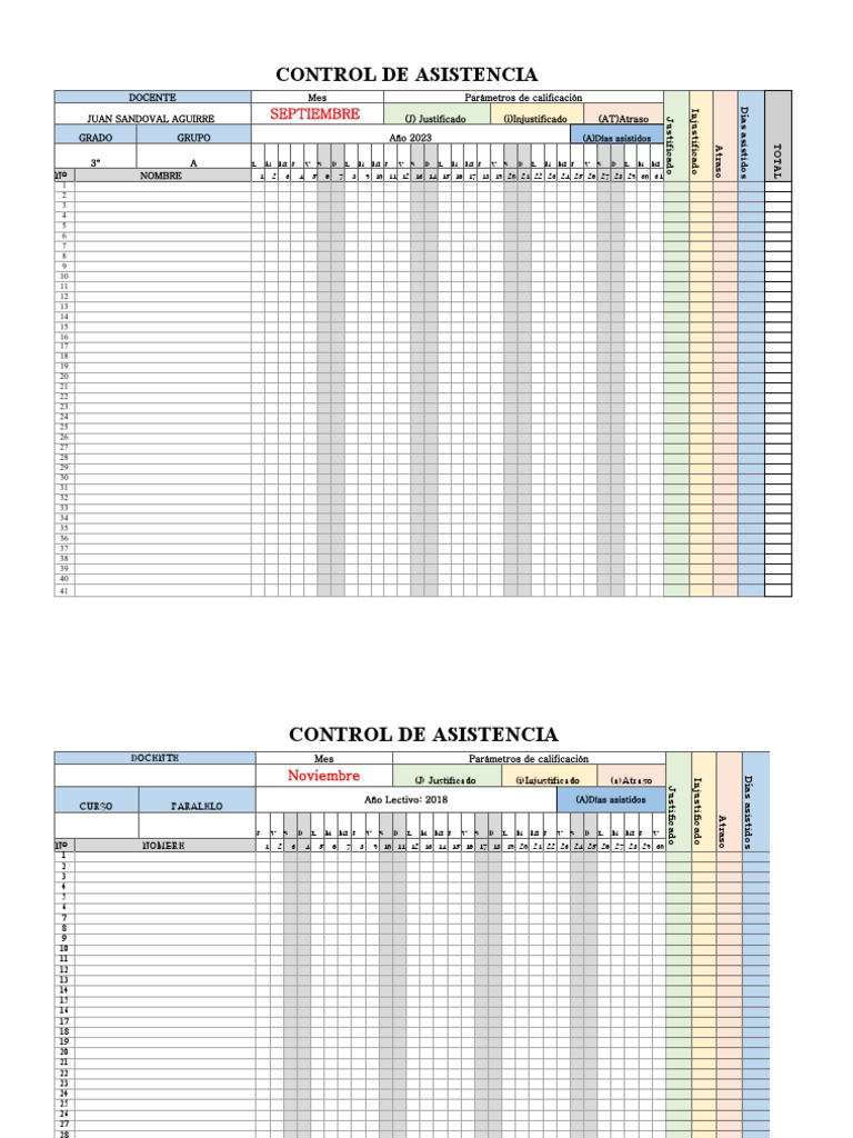 Control de Asistencia Docente 2023 | PDF