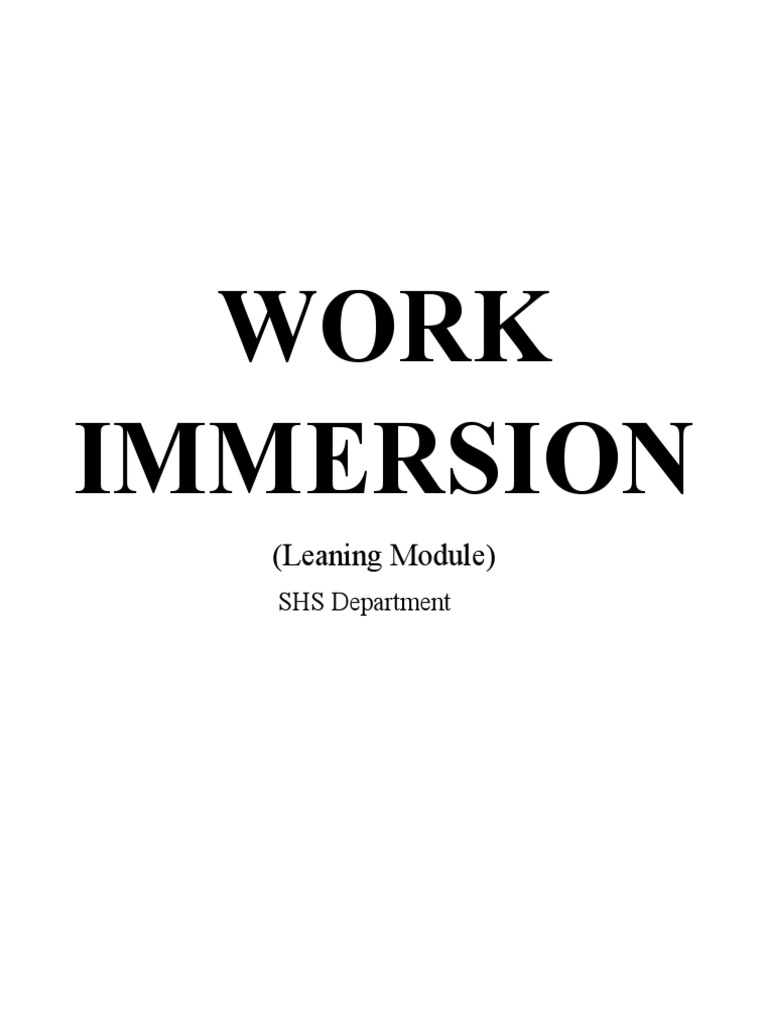 Work immersion module 2 1 pdf r sum employment