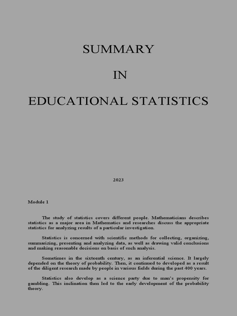Educational Statistics PDF