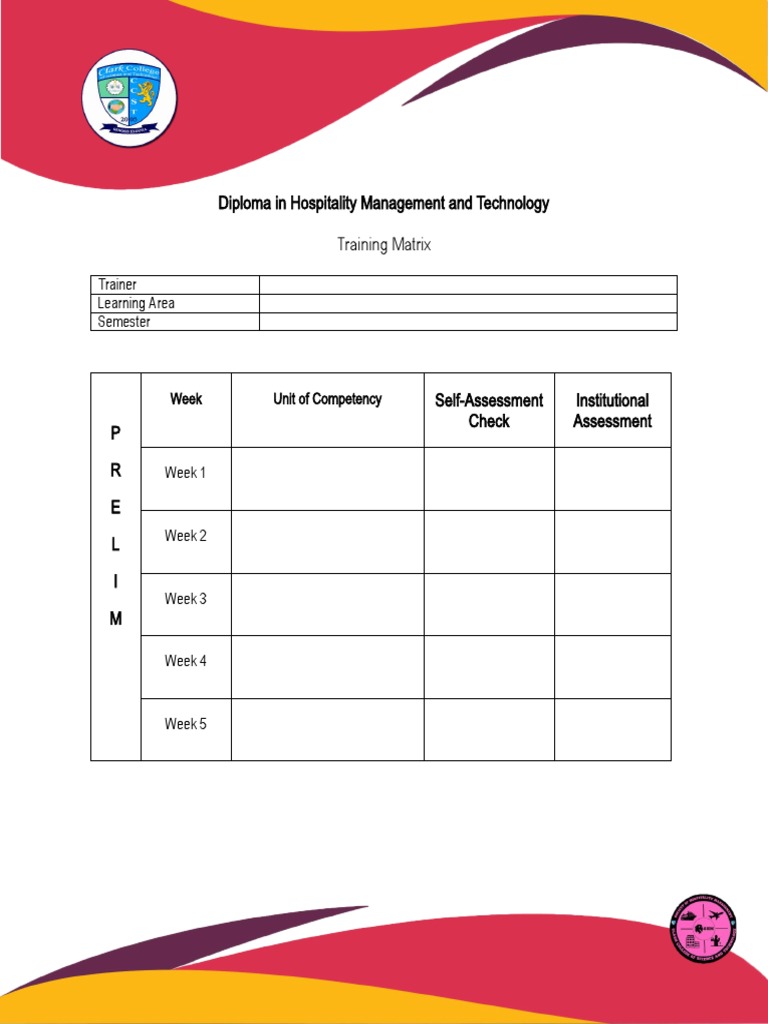 Training Matrix Template Updated | PDF