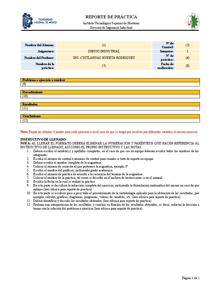 Reporte de Práctica de Dibujo Industrial | PDF | Matemáticas