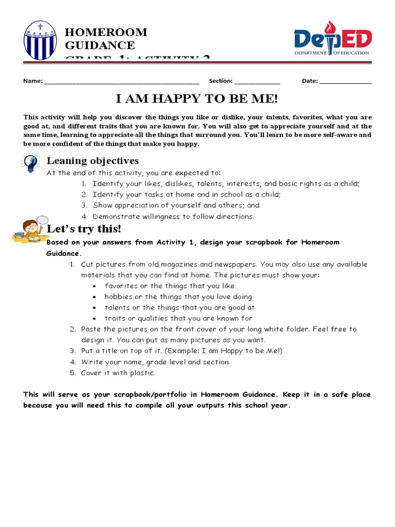 Homeroom Guidance G1 - ACTIVITY 2 | PDF | Career & Growth | Self ...