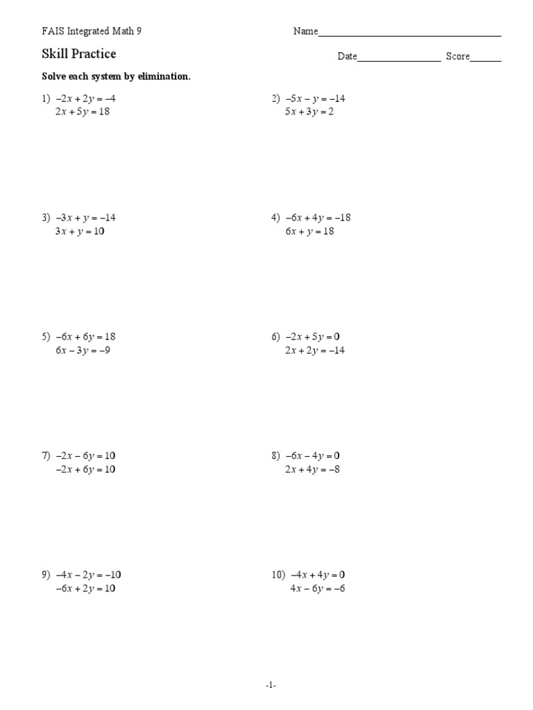 Solving Systems of Equations by Elimination | PDF | Teaching Methods ...