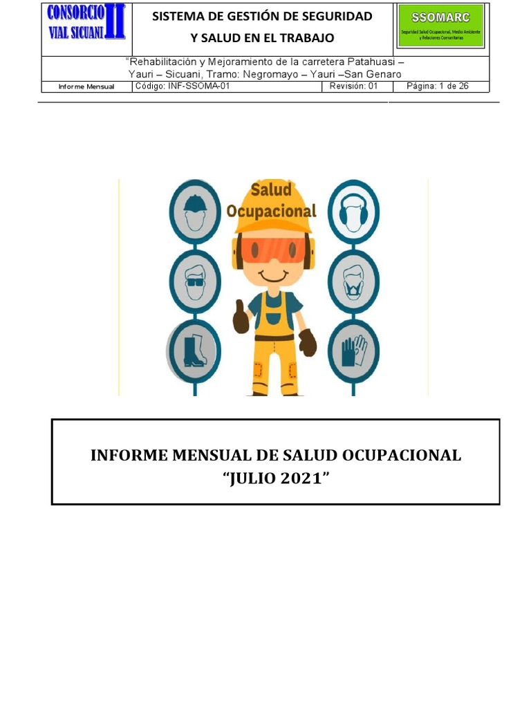 Informe Mensual Salud Ocupacional Julio 2021 | PDF | Seguridad y salud ...