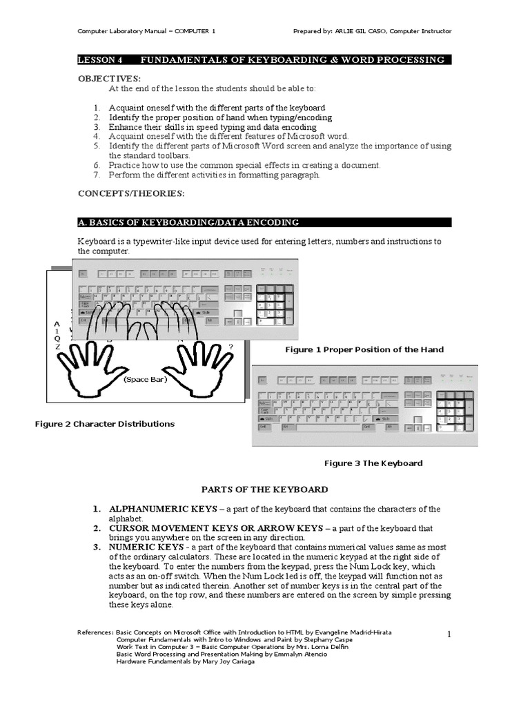 Keyboarding & Word Processing Basics | PDF | Window (Computing ...