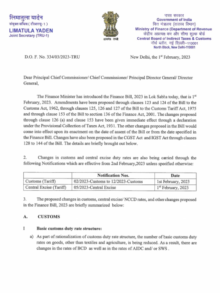 Customs Duty Rate Changes 2023 | PDF | Numerical Control | Metals
