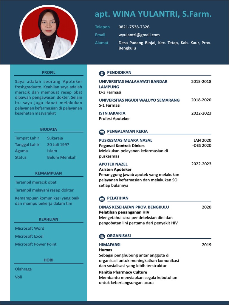 Profil Apoteker Wina Yulantri, S.Farm | PDF