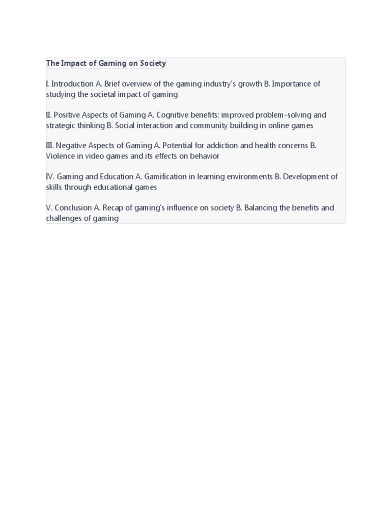 The Impact of Gaming On Society | PDF