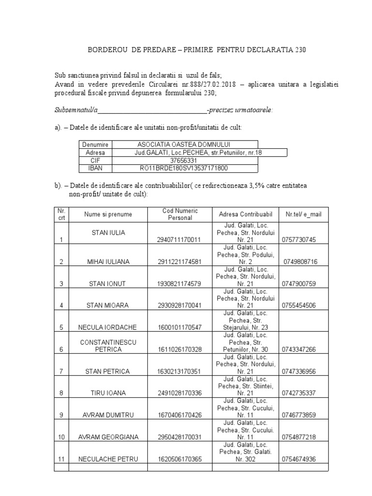 Borderou de Predare | PDF