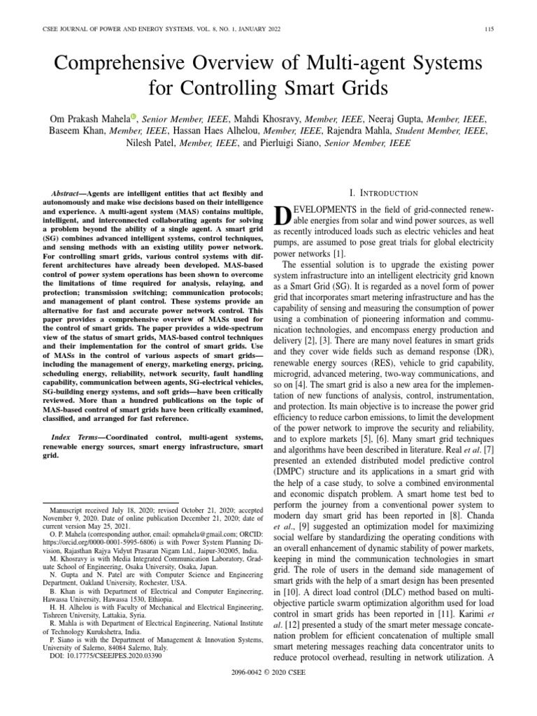 Multi-agent Systems in Smart Grids | PDF | Smart Grid | Electrical Grid