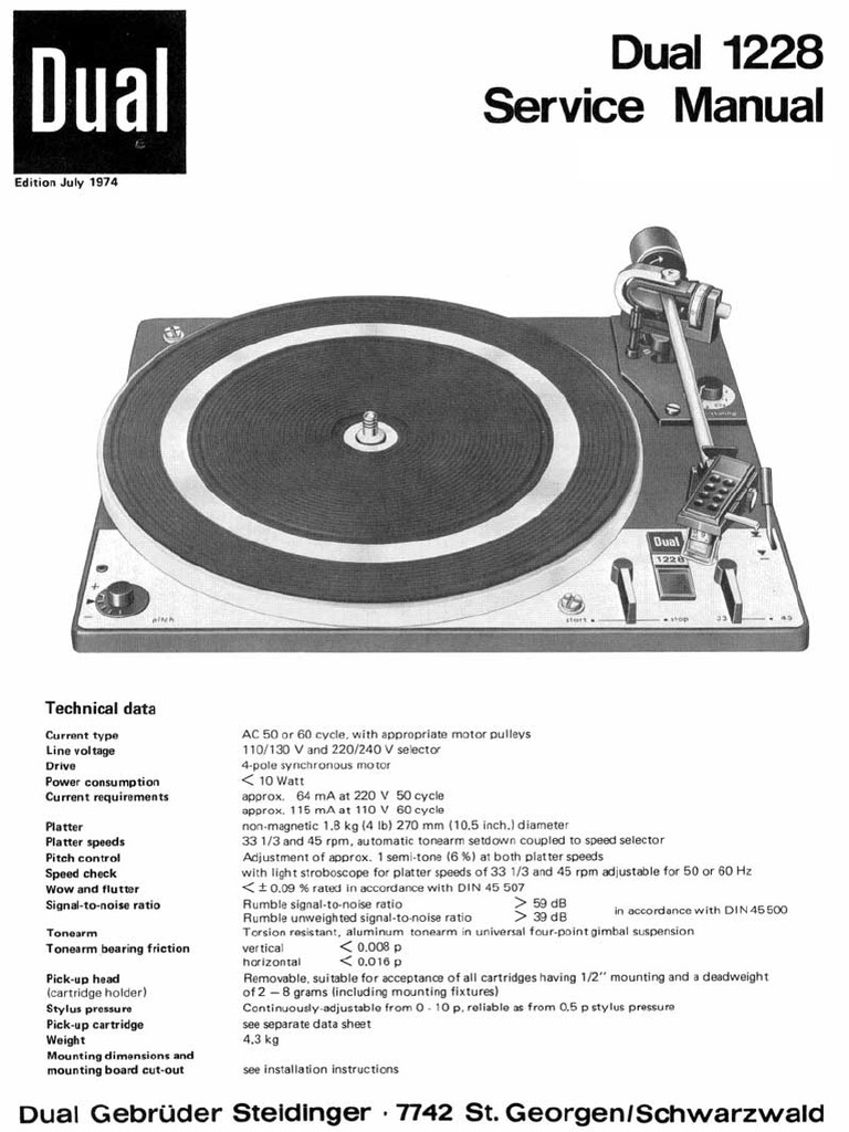 Dual 1228 Service Manual | PDF