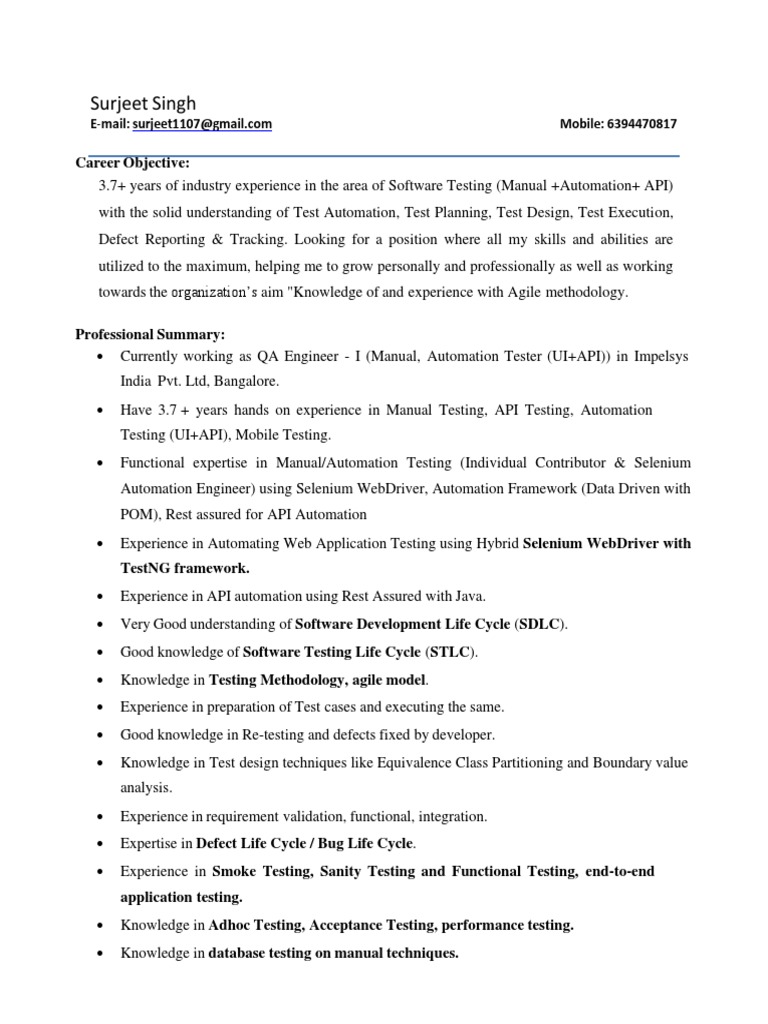 QA Engineer with Automation Expertise | PDF | Software Testing ...