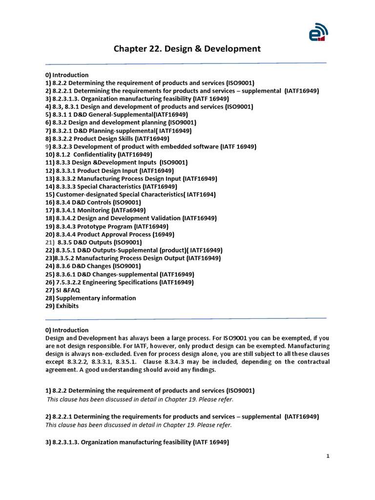 IATF16949+Chapter+22.+Design+&+Development | PDF | Verification And ...