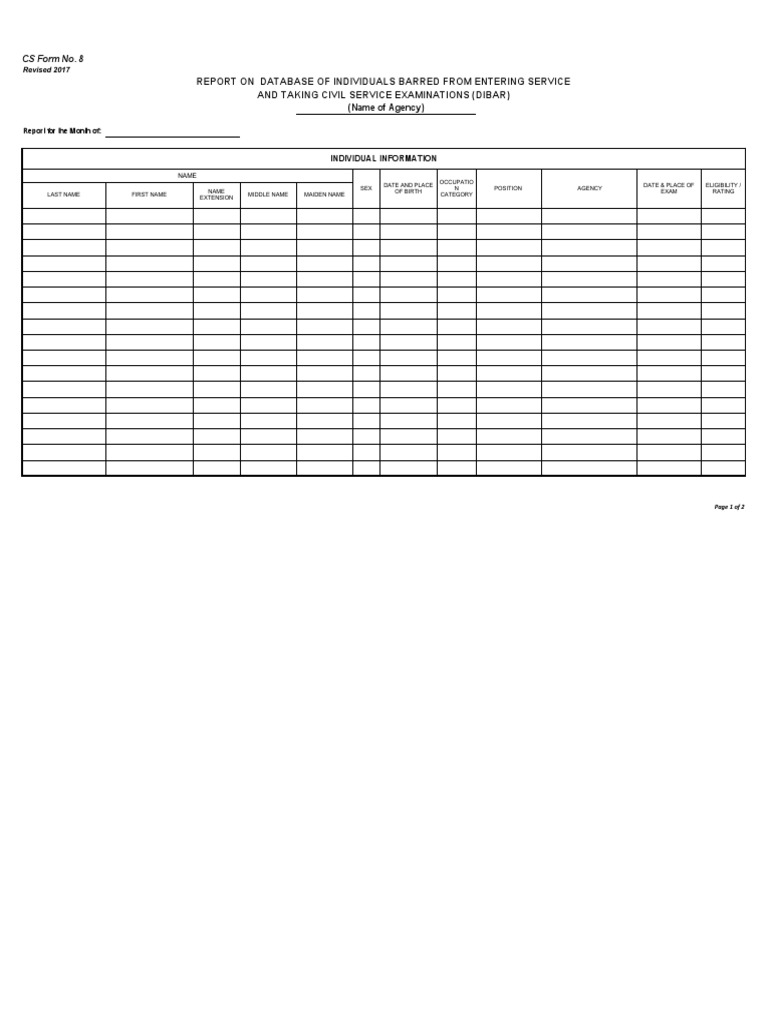 Civil Service Bar Report Template | PDF | Government